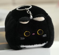 Cube Cat Keychain - Black